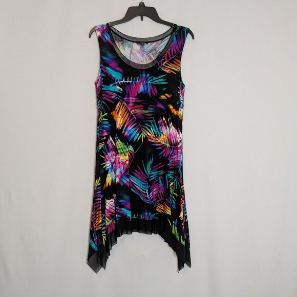 CUPIO Black/Multi-Color Sleeveless Soft Knit Fit & Flare Tank Dress; Size M - Picture 1 of 6